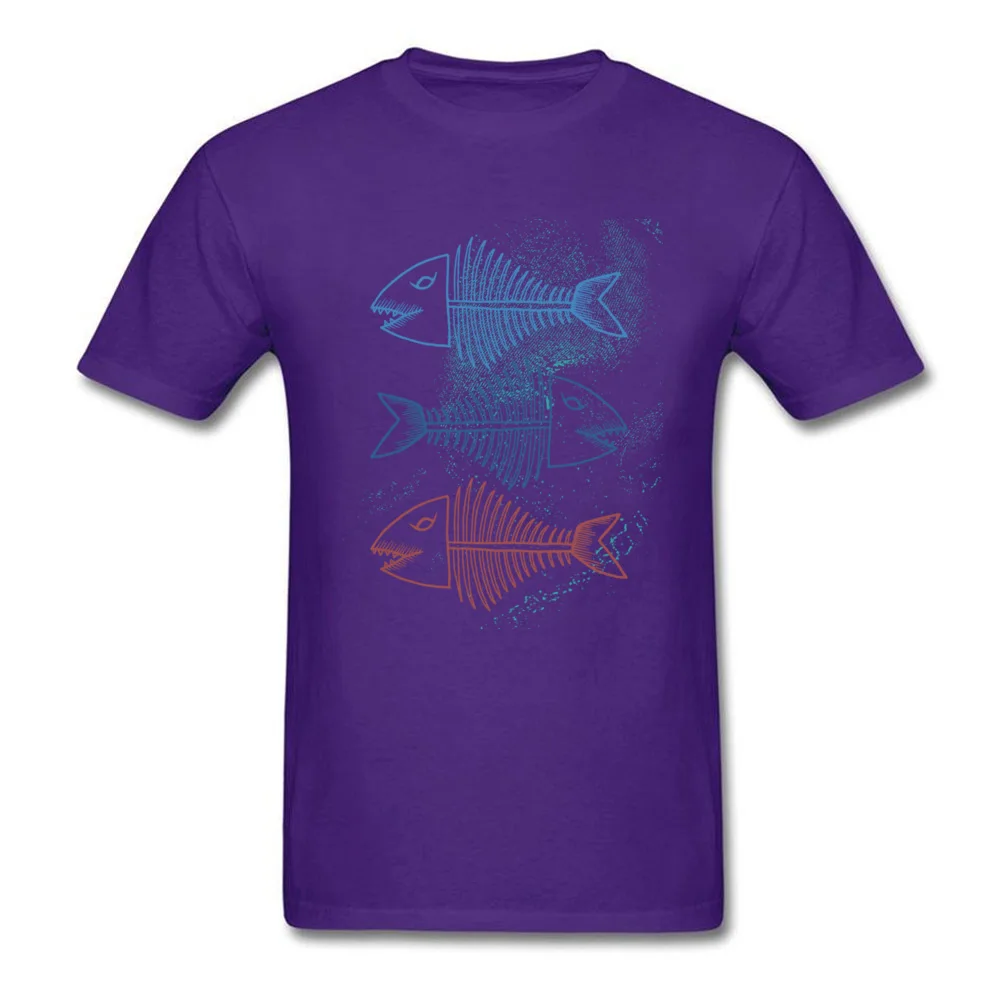 O Neck Fish Bones All Cotton Male Tshirts Casual Short Sleeve Tops T Shirt 2018 New Normal T-shirts Free Shipping Fish Bones purple