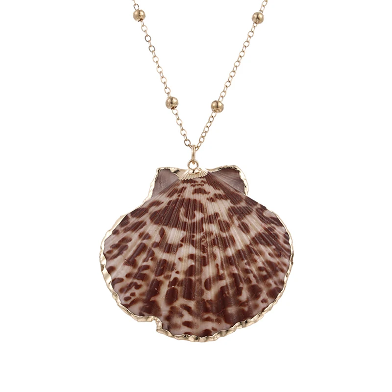 Женское золотистое подвесное ожерелье в богемном стиле, дизайн, натуральное пляжное ожерелье из ракушек для друзей, летний подарок для девочек - Окраска металла: Leopard