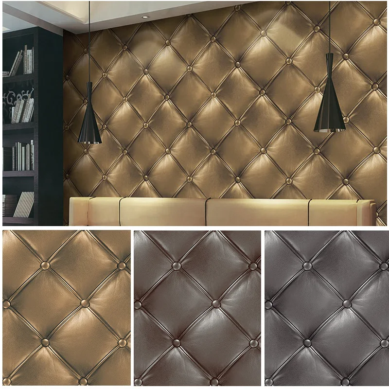 HaokHome 3D Vinyl Faux Leather textured wallpaper 0.53m*10m,wall paper
