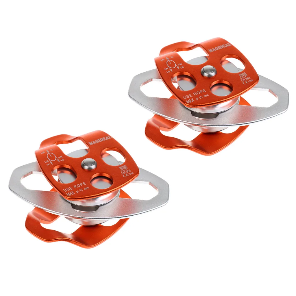 2 Pieces 32KN Double Pulley Aluminum Ball Bearings For Outdoor Climbing Rescue Exploring Rappelling Engineering