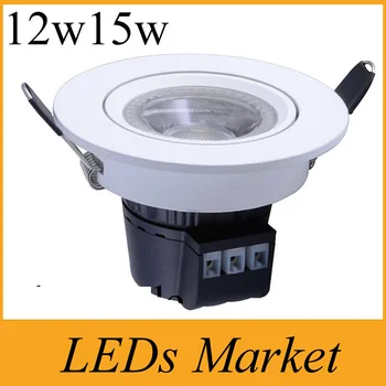

White shell Cob 12w 15w Led Downlights Integrated Led fixtutr ceiling lamp 60angle AC85-265V 1250lm 3 Years Warranty UL CE cU