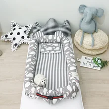 Baby Co спальные кроватки для новорожденных Мягкие хлопковые детские гнезда люлька Моисей Корзина кровать для путешествий толстый матрас для колыбели
