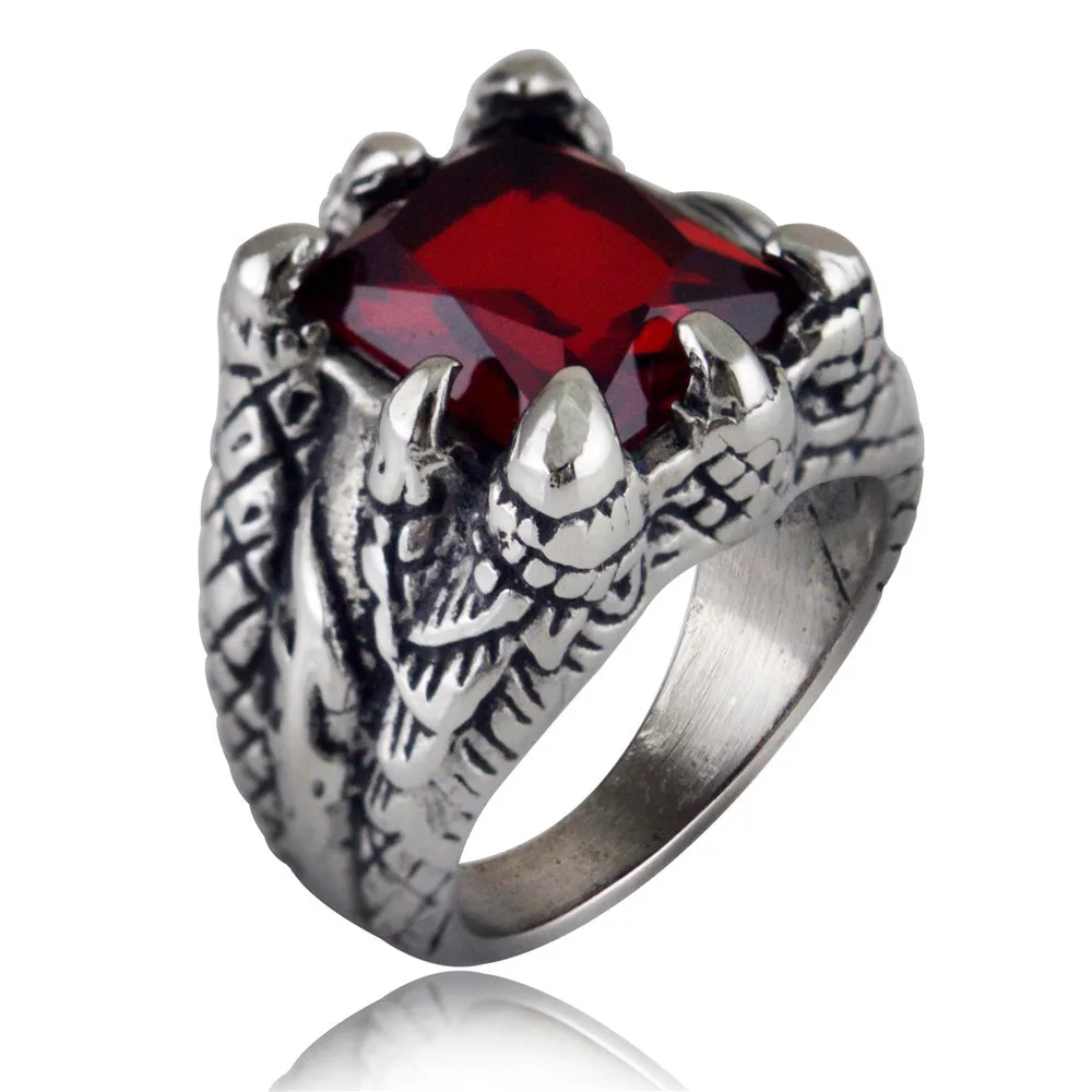 

3 color Stainless Steel Dragon Claw Rings Men Punk Texture Monster Animal Claw Paws for Male Biker Finger Fashion Jewelry