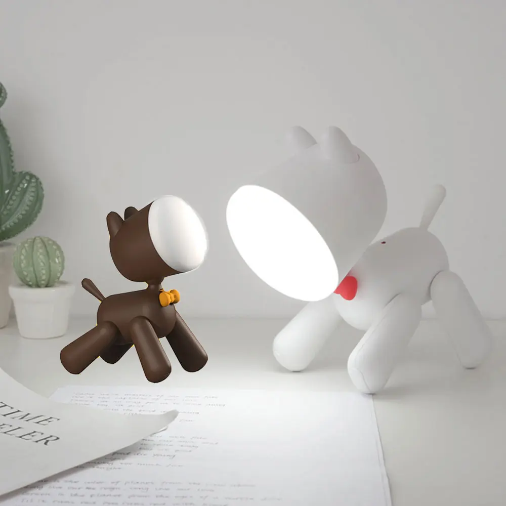 Puppy Cactus Night Light LED Baby Bedroom Bedside Lamps Cute Dog Potted Plant Night Lamp for Home Decoration Gifts for Children