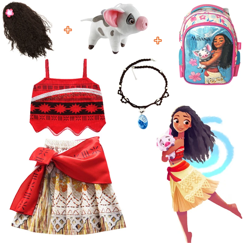 

Moana Girl Summer Dress for Kids Adventure Outfit Vaiana swimsuit Bikini Children Princess Beach Party Cosplay girls Costume+toy