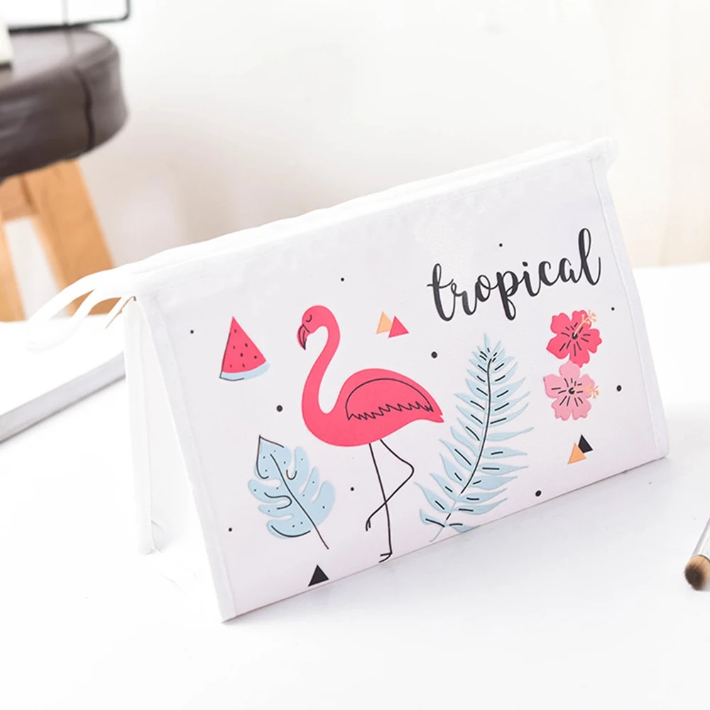 

Cartoon Flamingo Wash Bag Cute Cactus Printed Makeup Bag Small Cosmetic Pouch Toiletry Beauty Organizer Bags