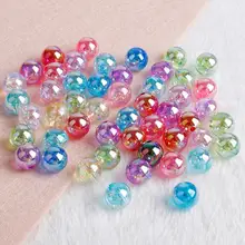 6mm 8mm 10mm arco-íris ab cor acrílico grânulos redondos soltos para fazer jóias diy pulseira colar