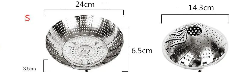 Выдвижная Пароварка из нержавеющей стали, Паровая корзина, поднос для приготовления на пару, миска для фруктов и овощей, кухонные принадлежности, инструмент для приготовления пищи