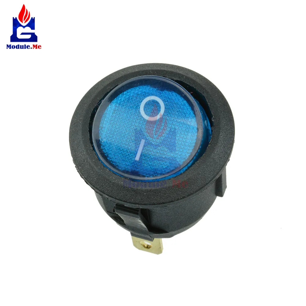 

5PCS/Lot Mini 3 Pin Power Switch Round SPDT ON-OFF Rocker Switch Snap-in Blue