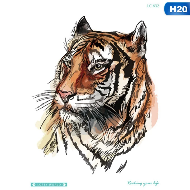 Tiger Wolf Bear Wild временные водостойкие наклейки для татуировки для женщин поддельные руки животных татуировки для взрослых мужчин женский боди-арт