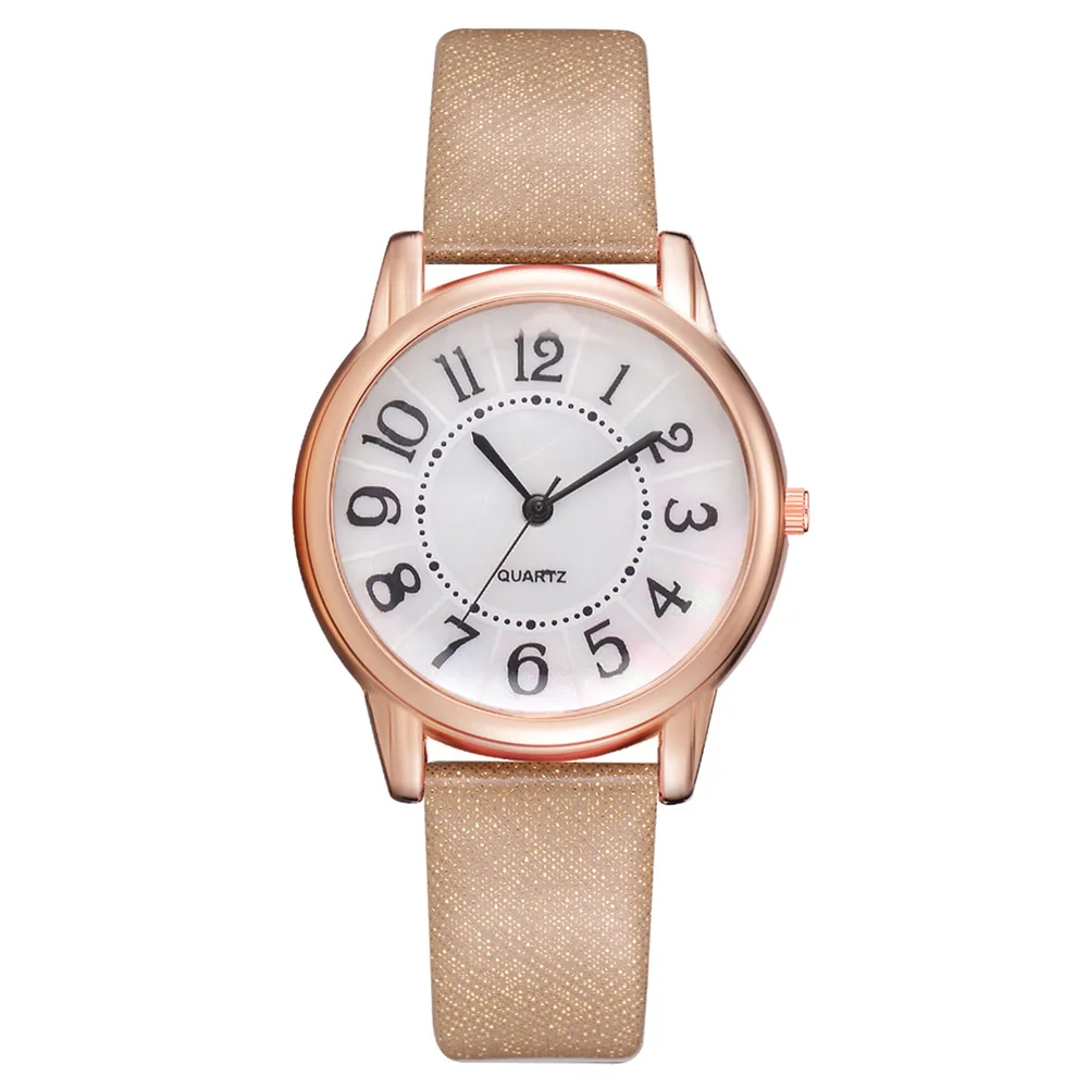 Women Elegant Quartz Wrist Watch with PU Leather Strap Simple Style