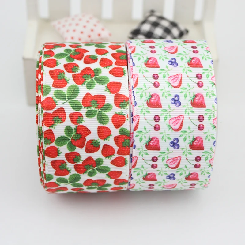 

1-1/2"fresh fruit strawberry printed grosgrain ribbon 38mm DIY handmade materials wedding gift wrap ribbons Party Decoration