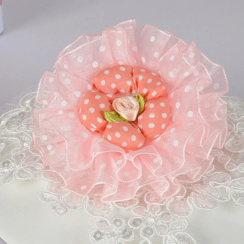 

2pcs 6cm tulle chiffon kids Hair Accessories Hairband Headwear Plain Candy Color Simple Brief Style girl Headbands flowers bows