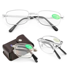 Mini Pieghevole Occhiali Da Lettura Con La Scatola Delle Donne Degli Uomini Ultralight Bifocale Lente di Ingrandimento Occhiali Presbiti Occhiali Diottrie + 1.0 ~ 4.0 Oculos