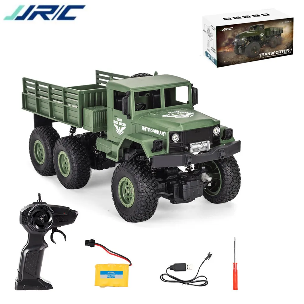 

1:18 JJRC Q68 RC Car 2.4GHz Wireless Radio Control Six-wheeled Military Truck 10km/h Shock Absorption System Anti-skid RC Trucks