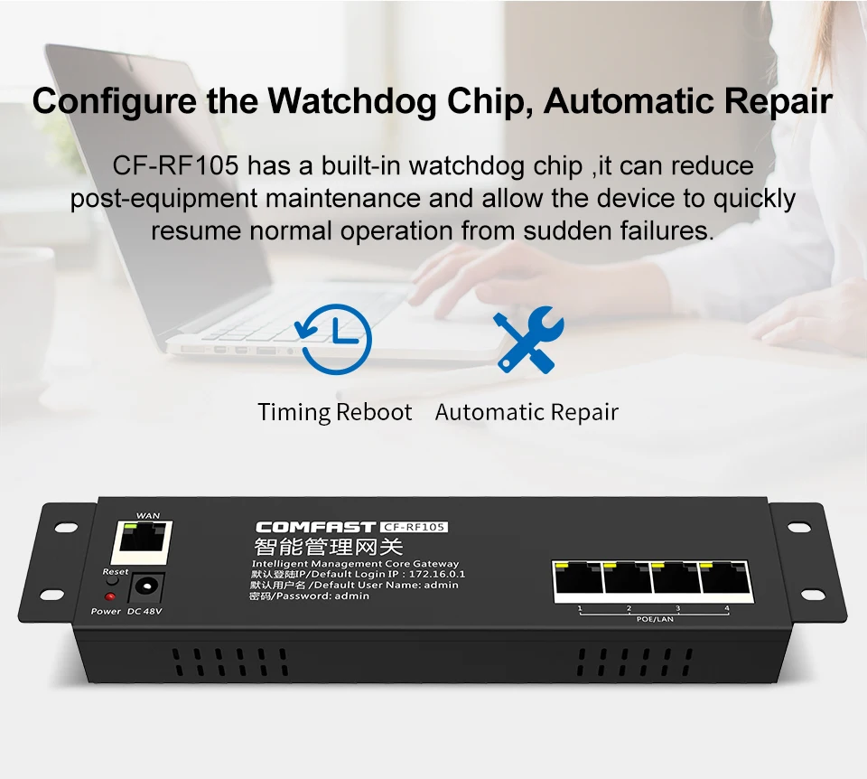 Comfast RF105 100 м интеллектуальная "начинка" Gateway AC шлюз маршрутизации QCA531 маршрутизатор переменного тока с 4LAN порт 10/100 Мбит/с POE Мощность поставить режим маршрутизатора