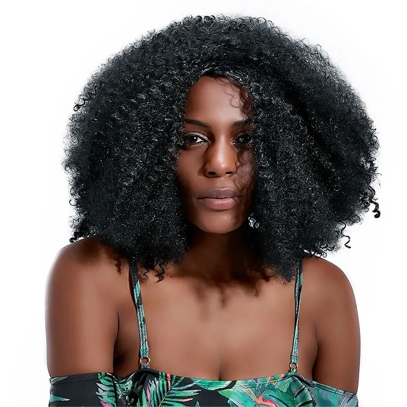 Длинные кудрявые черные афро парики для черных женщин 20 ''африканские синтетические волосы парики женский костюм парик термостойкий OEM - Цвет: Wigs For Black Women