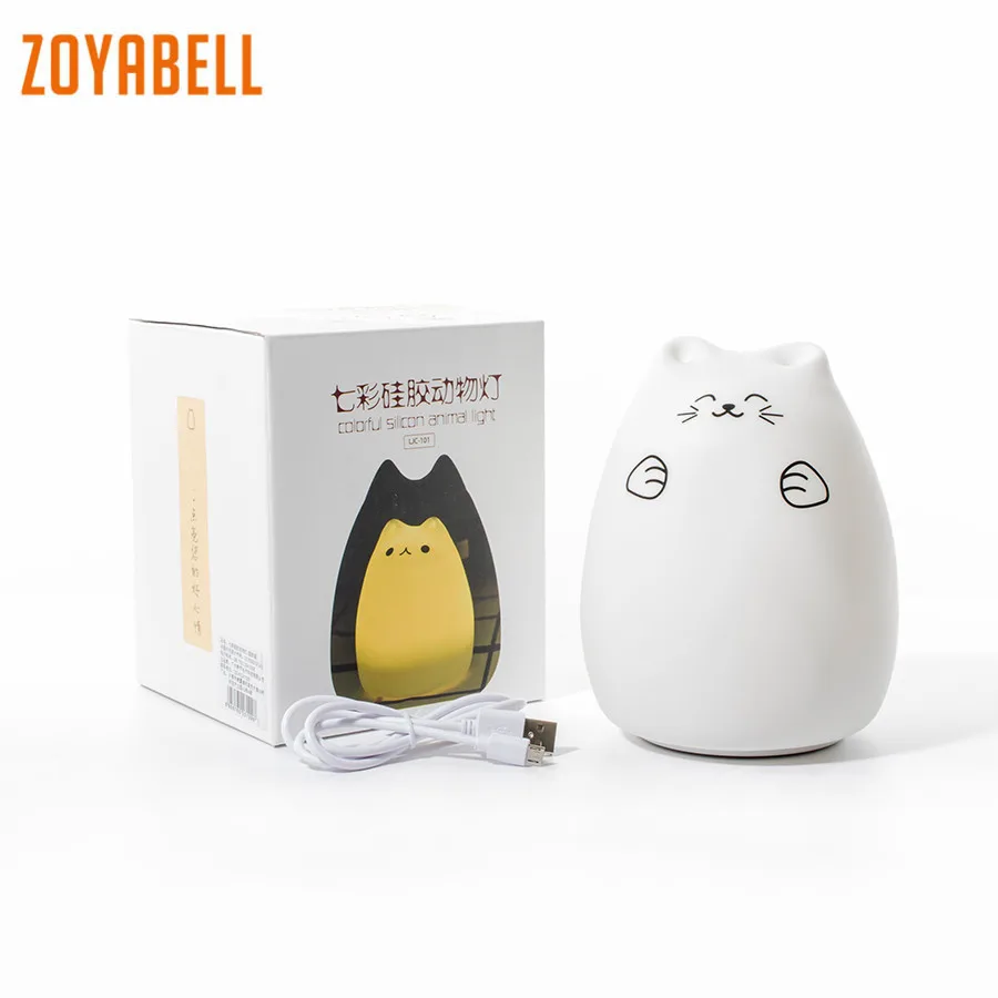 

zoyabell Cat Led Night Light Rechargeable Battery Lamp Bedroom Table Desk Children Baby Kids Child Sleeping Lamp Light