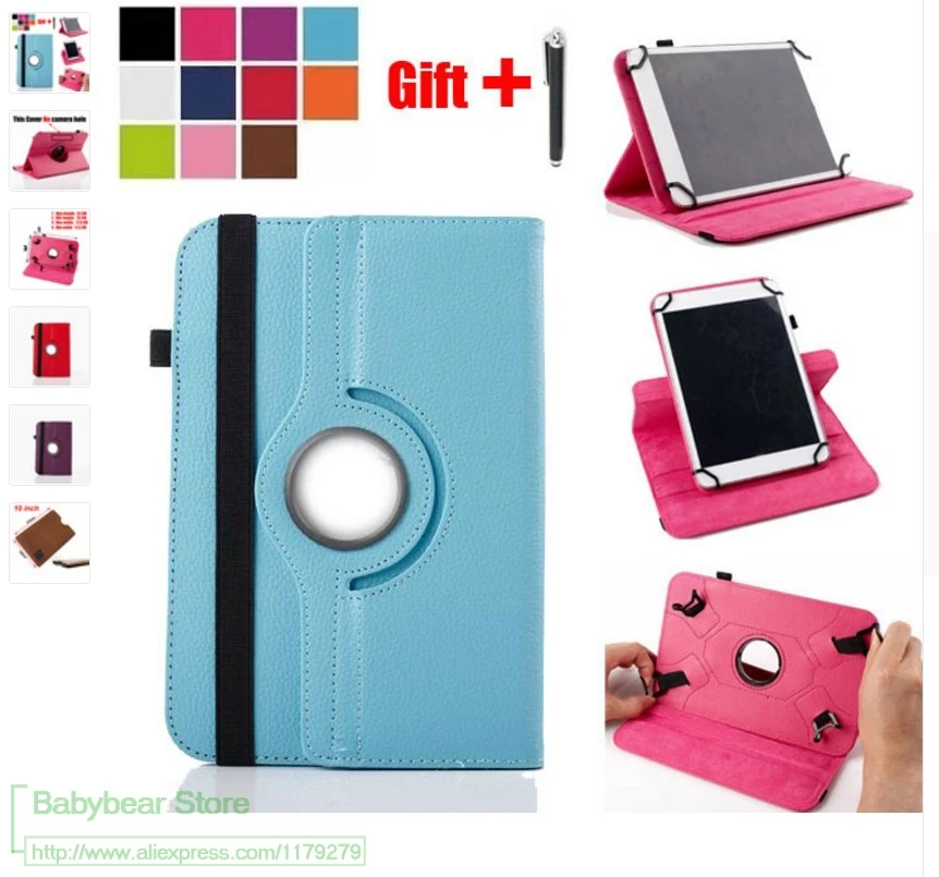 

For 10.1" Alcatel One Touch Pixi 3 10 Tablet 2016 360 Degree Rotating Case Tablet Universal Cover Case No CAMERA HOLE + Stylus