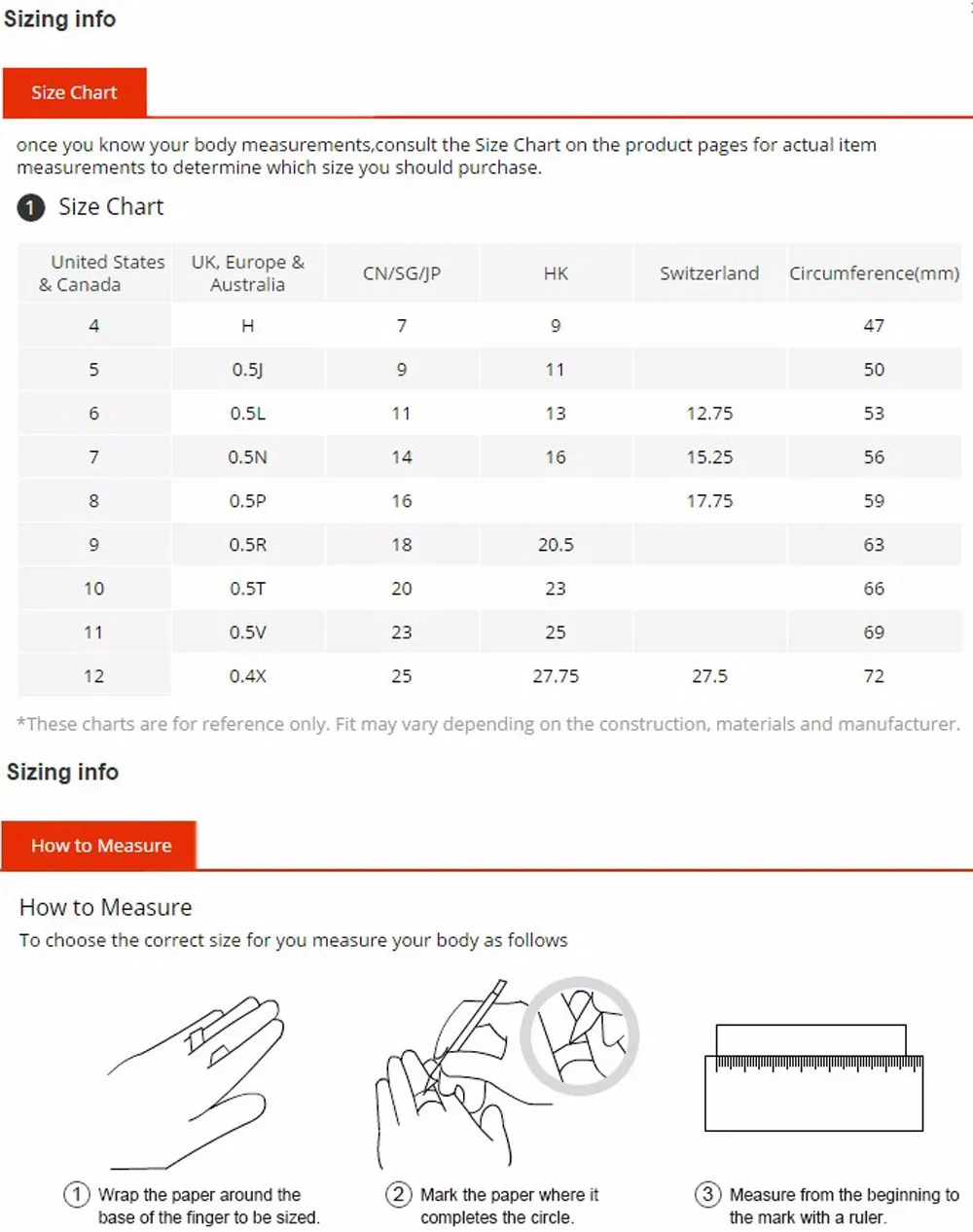 Big Ring Size Chart