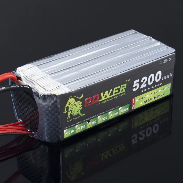 

1pcs Lion Power Battery 6S 22.2v 5200mah 30C Battery for RC helicopter