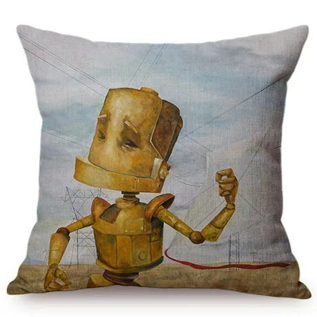 Cute Cartoon Robot Funny Cosplay Home Decoration Throw Pillow Case Kindergarten Children Like Car Sofa Chair Linen Cushion Cover M092-8