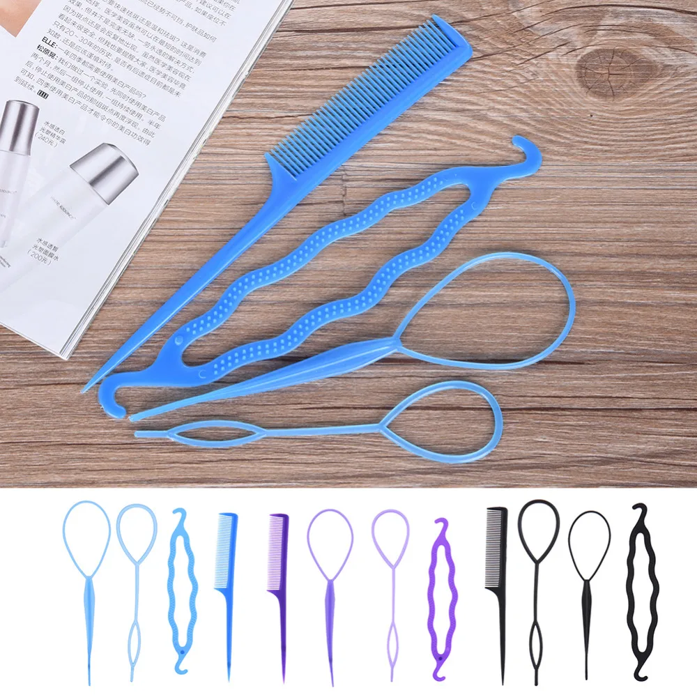4 Pcs/set Black Plastic DIY Styling Tools Pull Hair Clips Hairpins Comb Hair Bun Maker Twist Hair Accessories Drop Shipping 4 Pcs/set Black Plastic DIY Styling Tools Pull Hair Clips Hairpins Comb Hair Bun Maker Twist Hair Accessories Drop Shipping