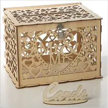 DIY коробка для свадебных подарочных карт деревянная копилка с замком красивые свадебные украшения принадлежности для дня рождения подарок
