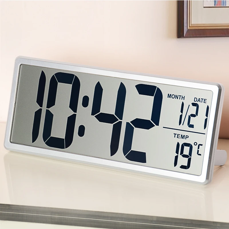 

13.8 Inch LCD Indoor Temperature Snooze Electronic Watch Calendar Home Decor Large Number Display LED Digital Alarm Clock