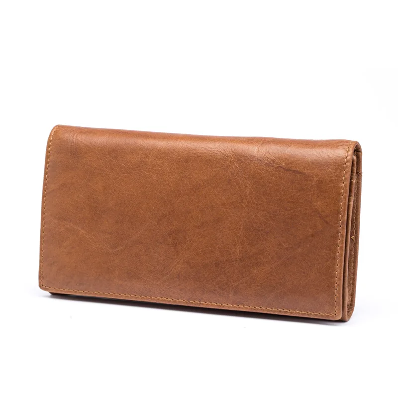

Men's Vintage Oil Wax Coat Cowhide Wallet Large Capacity Multi Card Pouch Men's Cross Wavy Square Long Wallet