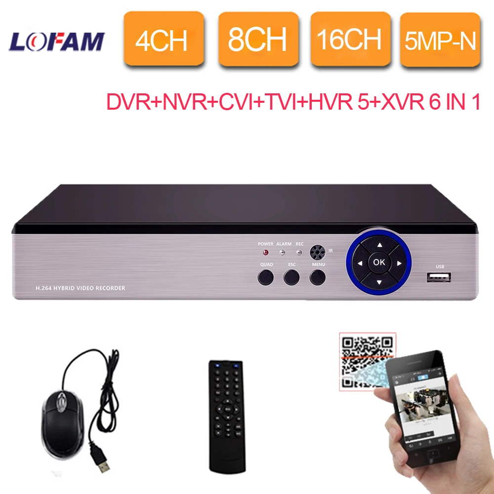 Видеорегистратор LOFAM DVR 4 канала 8 каналов 16 5 МП H.265|Видеорегистратор для