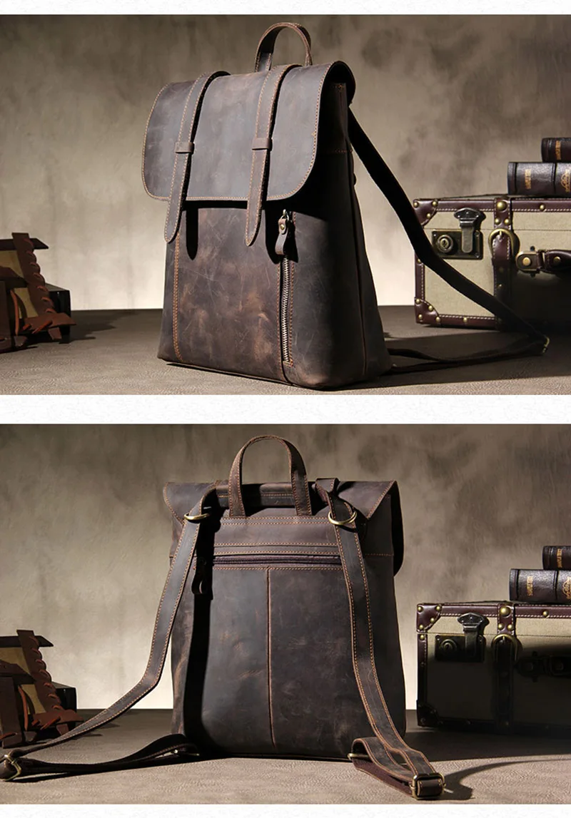 cavalo louco, mochila masculina de couro artesanal
