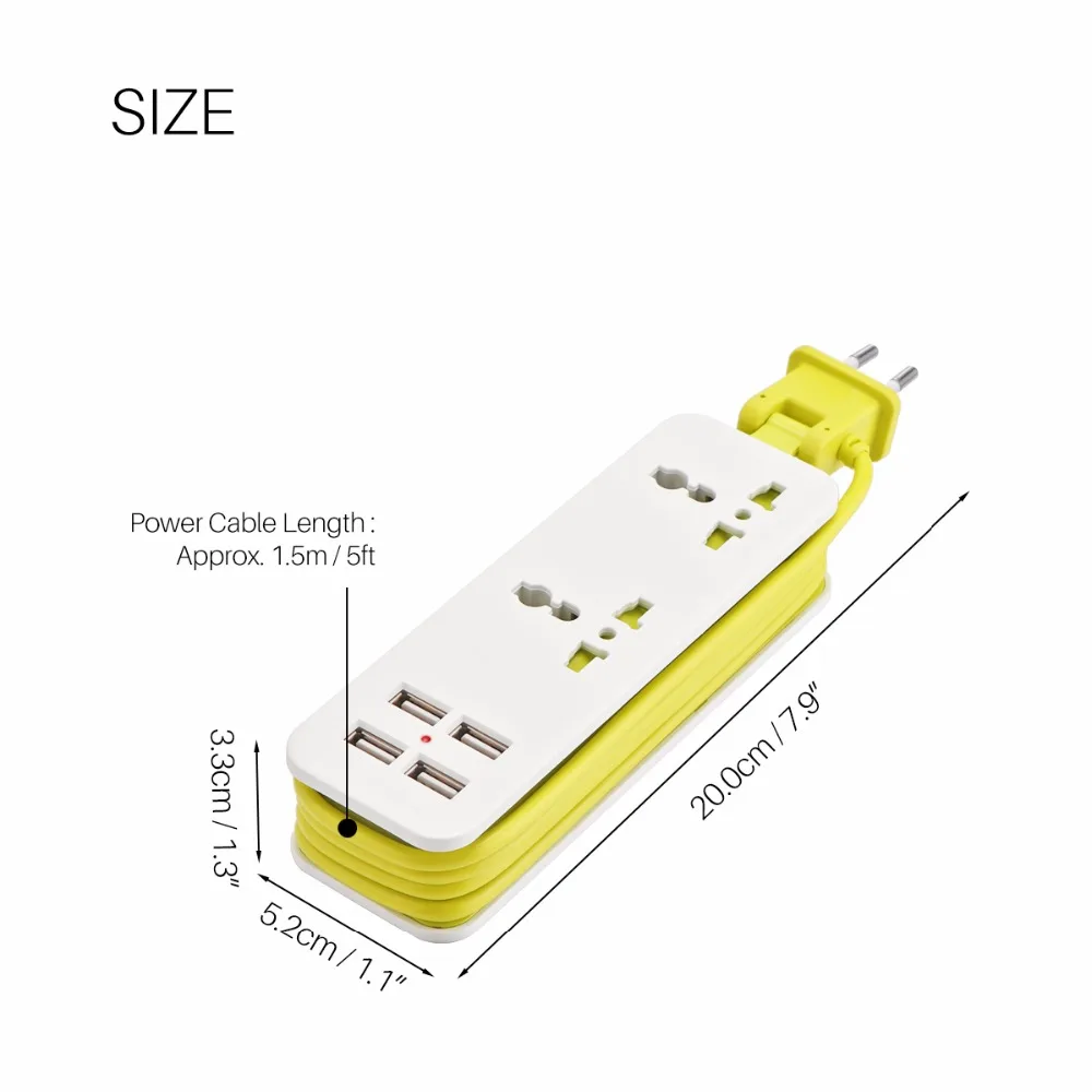 ЕС/Великобритания/США вилка удлинитель розетка Портативный Путешествия мощность настенное зарядное устройство полосы стабилизатор напряжения с 4 USB 5 В 2A Смарт зарядное устройство