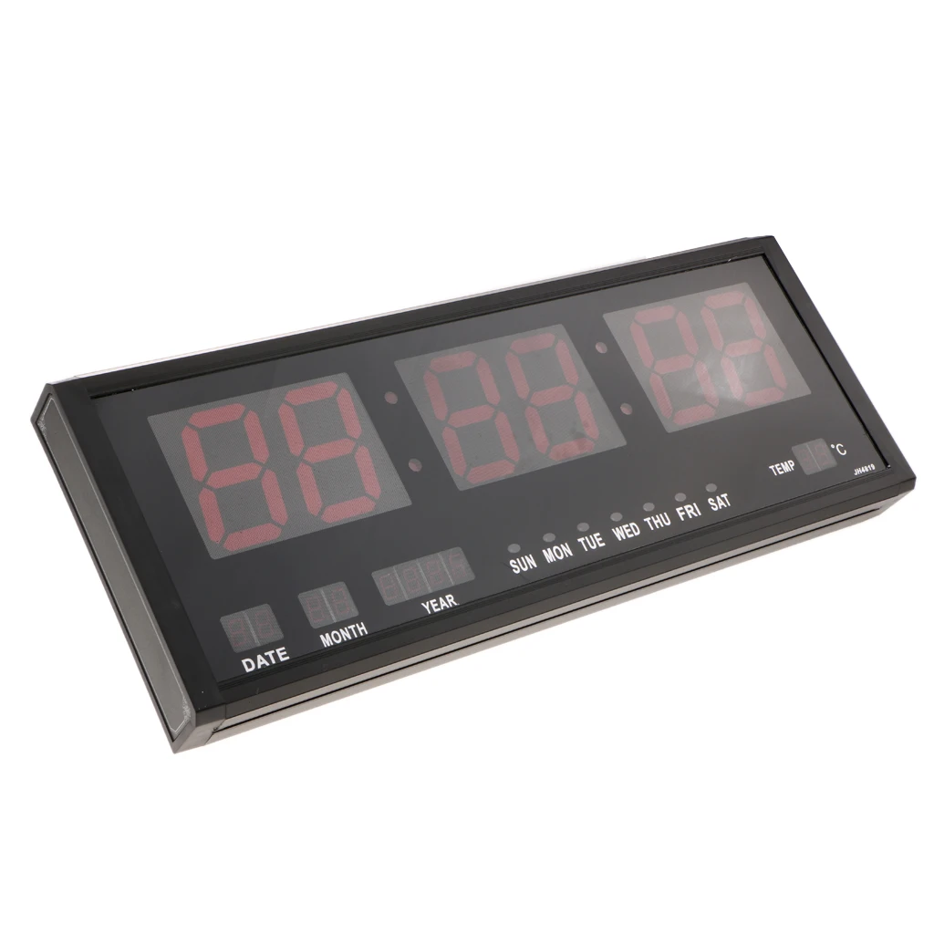 Large Digital LED Display Wall Desk Table Clocks Calendar Thermometer EU - Цвет: Red
