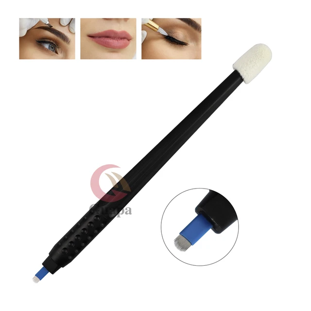 Sterile Disposable Microblading Pen Manual Tattoo Pen 0 16mm 18U Shape Eyebrow Permanent Makeup Pen for