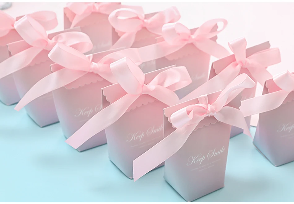 30 шт/лот Европа оригинальность труба градиентный цвет сумка с феей подарочные коробки для конфет коробки с лентами свадьба день рождения поставки