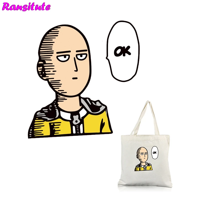 Ransitute R351 ONE PUNCH-MAN Персонализированная нашивка DIY одежда печать футболка свитер теплопередача моющаяся теплопередача