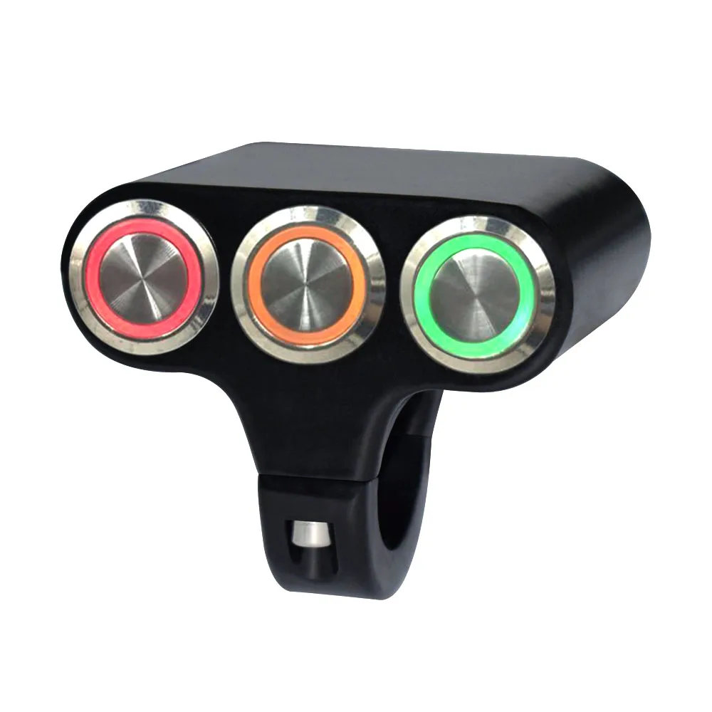 22 мм мотоциклетные переключатели руля переключатель крепления для головной светильник противотуманный светильник на Выкл Высокий Низкий Луч алюминиевый сплав с индикатором светильник - Цвет: Black