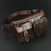 New Men Oil Wax Genuine Leather Cowhide Vintage Casual Belt Travel Cell/Mobile Phone Sling Chest Belt Pouch Fanny Pack Waist Bag ► Photo 2/6