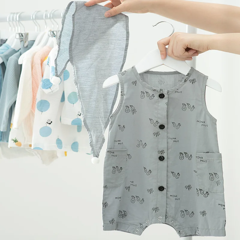 

2019 Baby Girl Romper Cartoon Pineapple Sleeveless Cotton Jacket For Boys And Girls Baby Girl Romper Summer
