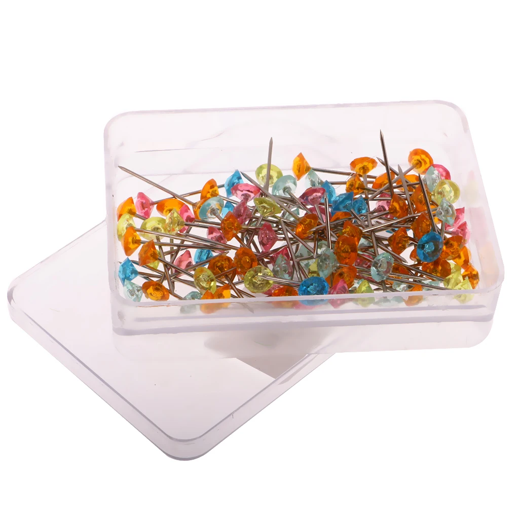 85pcs Clear Pearl Diamond Head Dressmaking Pin Decorating Sewing Scarf Pins for DIY Clothes Wedding Dresss Garment Clips Tools