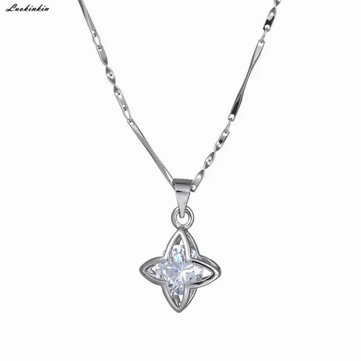 

new star rhinestone pendant necklace simple silvery elegant women chain necklace in jewelry Korean fashion 2019