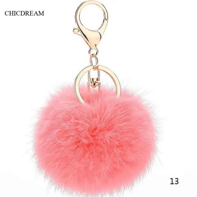 2016 New Pink Trinket Keychain Pompons Keychains Fur Keychain Fluffy