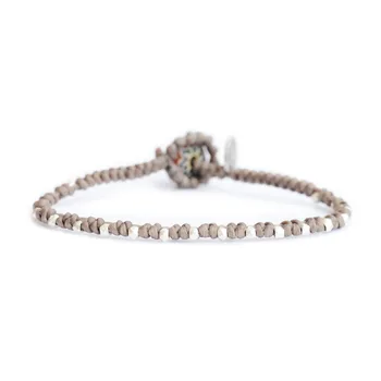 

Lotus Mann Light khaki and the sterling silver beads kong wax woven bracelets