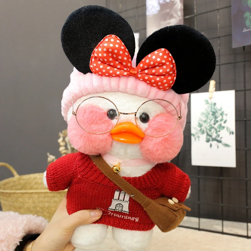 New Hot 30CM Kawaii LaLafanfan Cafe Duck Plush Toy Cartoon Animal Cute Doll Soft Hair Filled Children Dolls& stuffed Toys Gifts - Цвет: TOY169-22