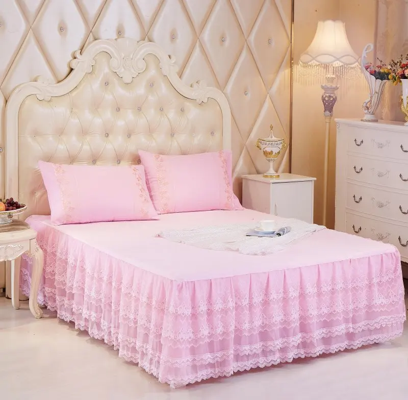 Home Use Printed Bed Skirt Elastic Mattress Cover Polyester Bed Skirts