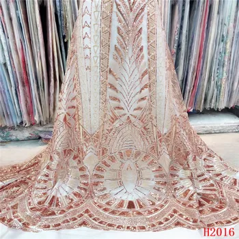 

High-end Sequins lace fabric 2019 high quality french tulle lace African sequins lace fabric bridal Nigerian lace fabrics2014-1
