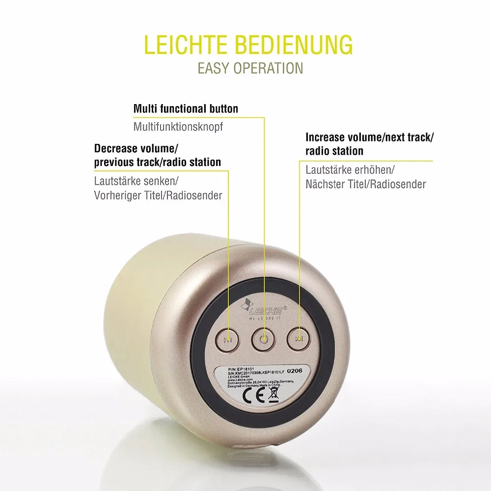 Leicke металлический беспроводной портативный Bluetooth динамик с усиленным басовым