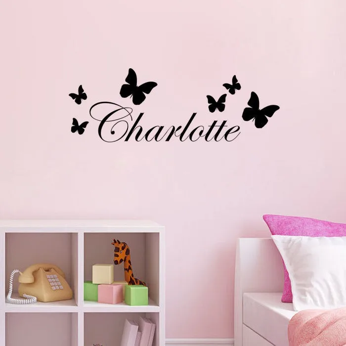 Wall Decal Stickers with Large Butterfly Personalised Name Removable Door 