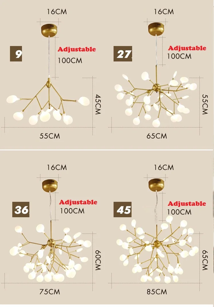 Heracleum Chandelier Tree Leaf Branch firefly Chandelier Lighting Living room Bedroom Kitchen island Chandelier Suspension Lamp